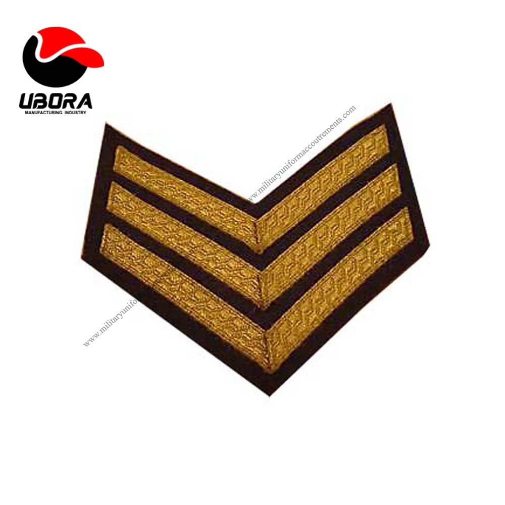 gold braid Sergeant Chevron 3 Bar Badge No 5 Mess Dress RAF Blue Royal chevron
